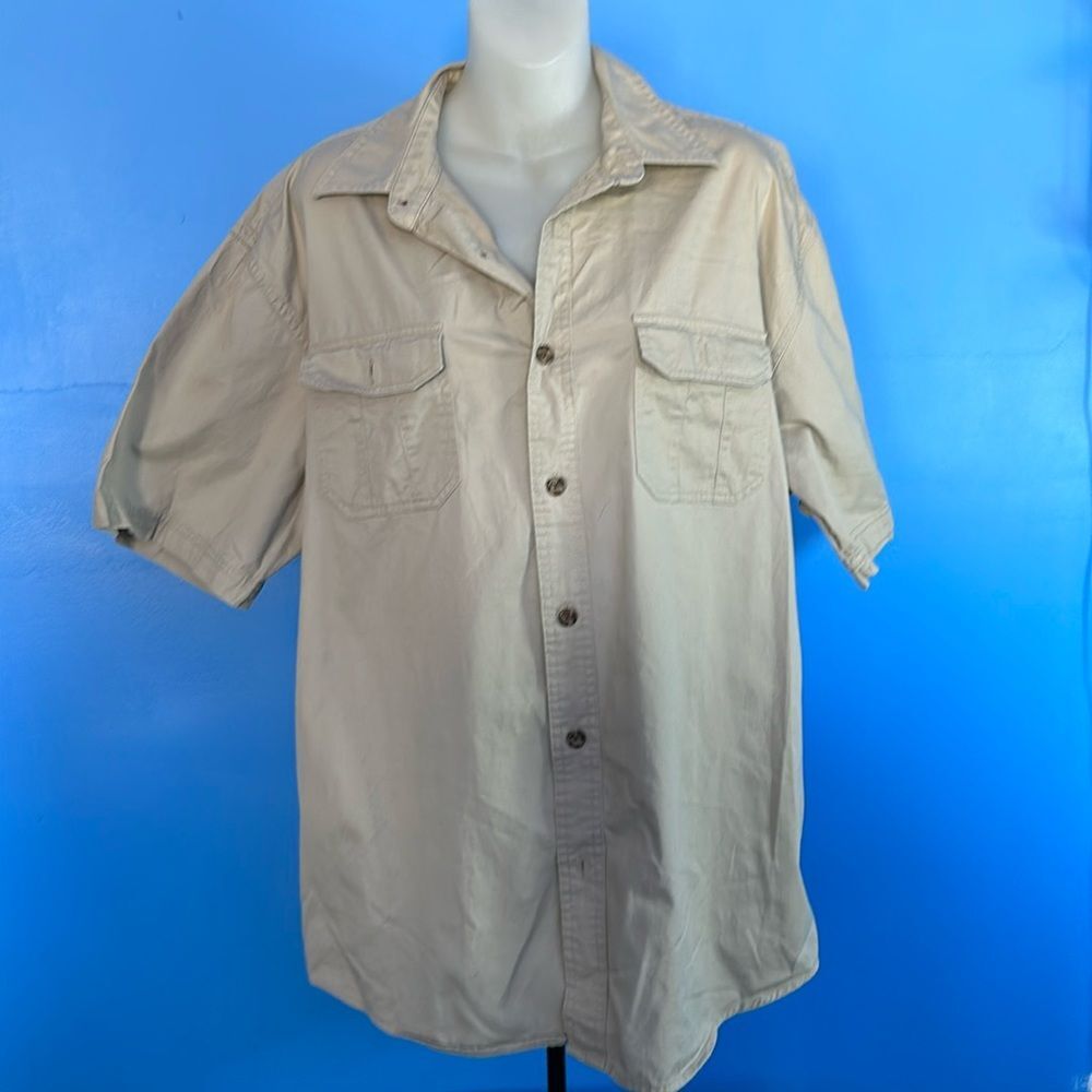 Austin Clothing Company Khaki Causal Button Down Short Sleeve Shirt Size XL
